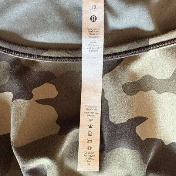 Lululemon Wunder Train Cropped Long Sleeve Size 10 Heritage 365 Camo Olive Multi - Picture 11 of 11
